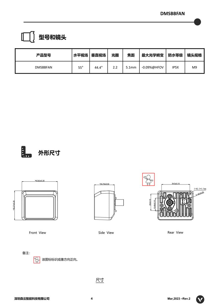 DMS camera sensing cabin camera 2MP